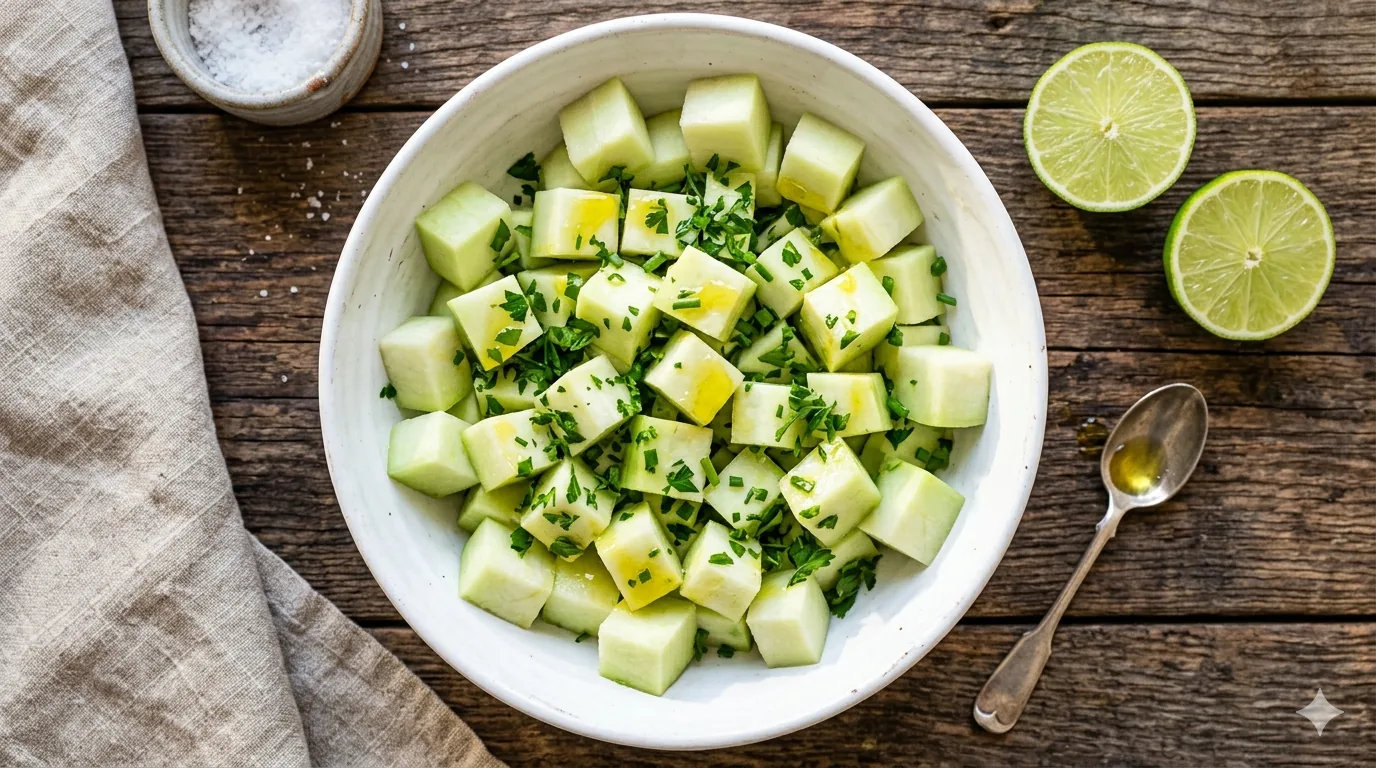 Christophines aux herbes fraîches assaisonnées au citron vert