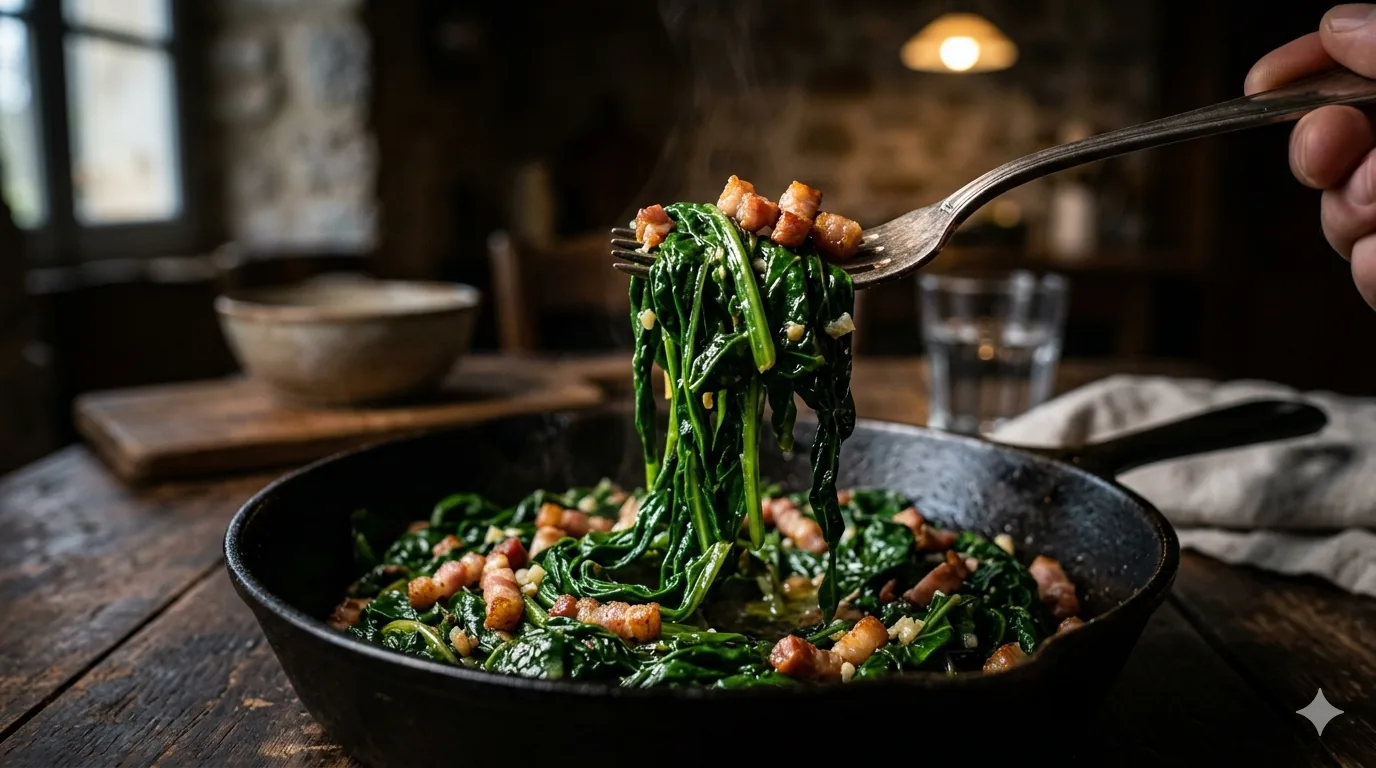 Fondue de blettes aux lardons fondante et parfumée