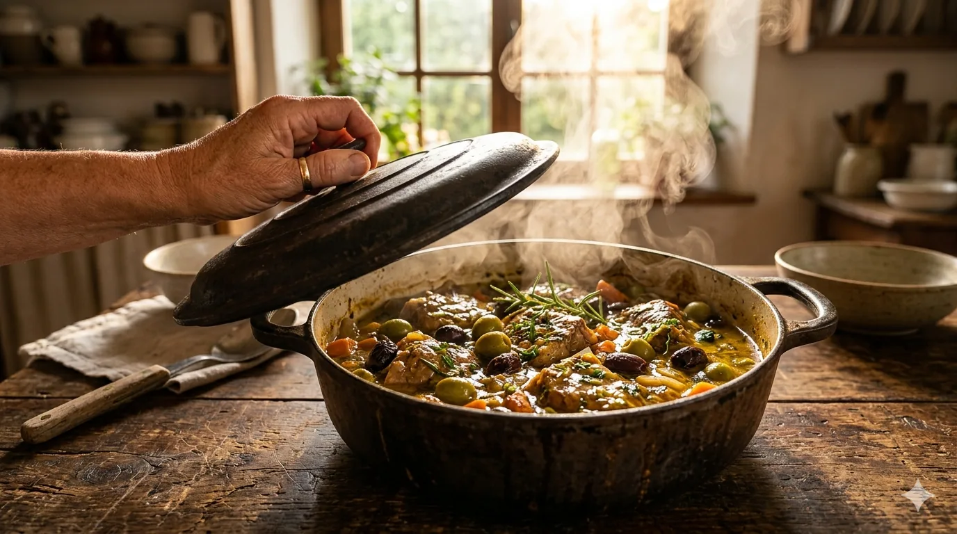 Sauté de veau aux olives mijoté en cocotte