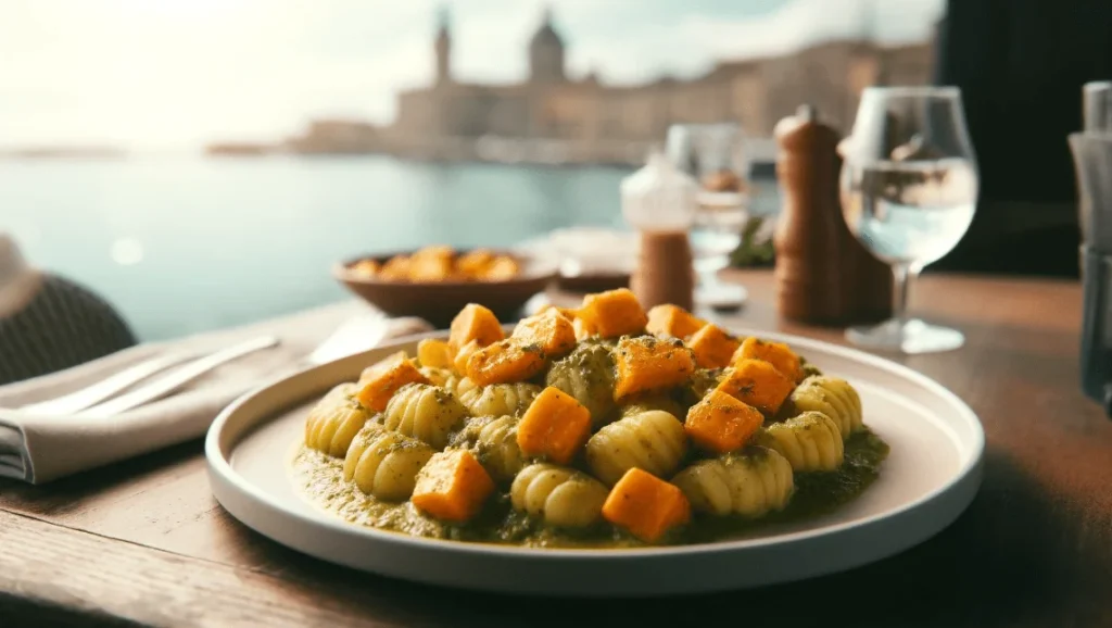 gnocchis de patate douce au pesto de giraumon