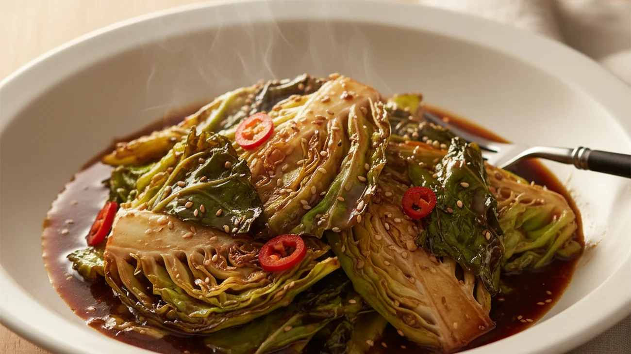 Chou vert sauté sauce soja