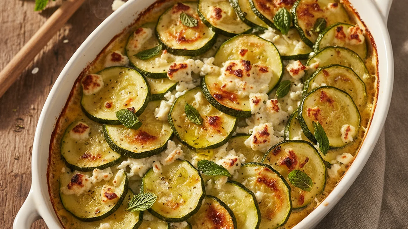 Gratin de courgettes à la feta et à la menthe
