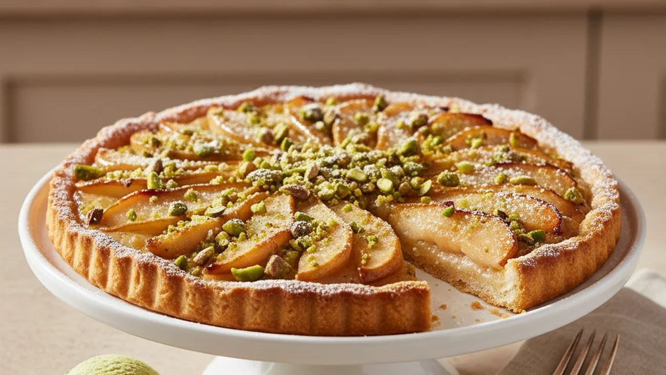 Tarte poires-pistache : le dessert de pâtissier qui s'obtient avec 4 gestes simples